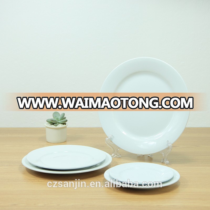 Simple design white round plate porcelain restaurant with hotel ware